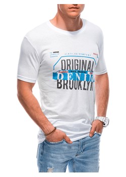 T-shirt męski z nadrukiem 1868S - biały ze sklepu Edoti w kategorii T-shirty męskie - zdjęcie 160143817