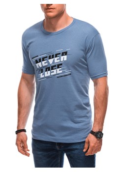 T-shirt męski z nadrukiem 1866S - niebieski ze sklepu Edoti w kategorii T-shirty męskie - zdjęcie 160143899