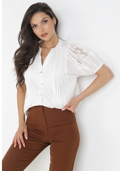 Biała Koszula Bawełniana z Krótkim i Bufiastym Rękawem Miria ze sklepu Born2be Odzież w kategorii Koszule damskie - zdjęcie 160208606