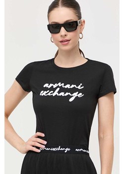 Armani Exchange t-shirt bawełniany kolor czarny ze sklepu ANSWEAR.com w kategorii Bluzki damskie - zdjęcie 160214039