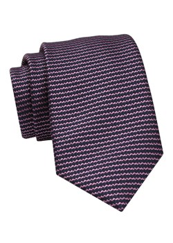 Klasyczny Krawat Męski - ALTIES - Granat, Różowe Paseczki KRALTS0917 ze sklepu JegoSzafa.pl w kategorii Krawaty - zdjęcie 160216766