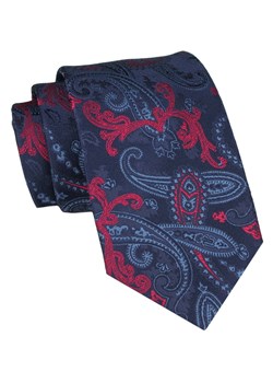 Klasyczny Krawat Męski - ALTIES - Granat w Czerwone Akcenty KRALTS0889 ze sklepu JegoSzafa.pl w kategorii Krawaty - zdjęcie 160216768