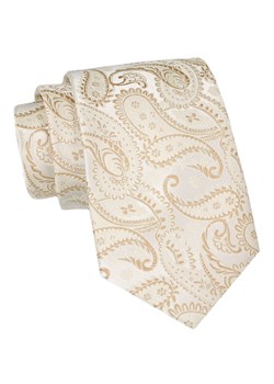 Klasyczny Krawat Męski - ALTIES - Odcienie Beżu, Paisley KRALTS0900 ze sklepu JegoSzafa.pl w kategorii Krawaty - zdjęcie 160216796