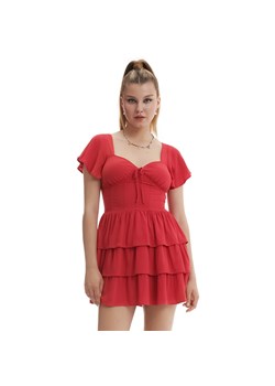 Cropp - Czerwona sukienka - czerwony ze sklepu Cropp w kategorii Sukienki - zdjęcie 160217056