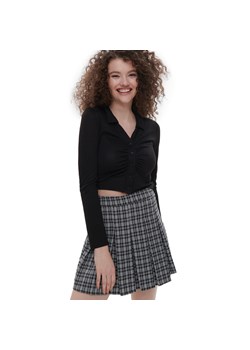 Cropp - Plisowana spódniczka w kratkę - czarny ze sklepu Cropp w kategorii Spódnice - zdjęcie 160284579