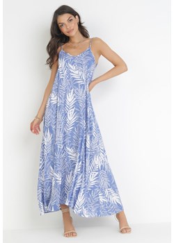 Niebieska Sukienka Maxi Bawełniana w Kwiaty Brets ze sklepu Born2be Odzież w kategorii Sukienki - zdjęcie 160285768