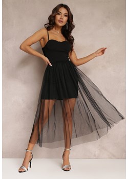 Czarna Sukienka na Ramiączkach z Tiulowym Dołem Liuli ze sklepu Renee odzież w kategorii Sukienki - zdjęcie 160288637