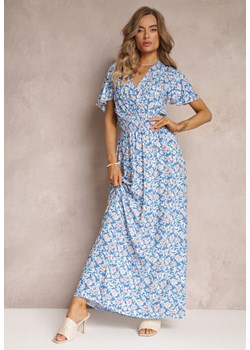 Niebieska Rozkloszowana Sukienka z Wiskozy i Modnym Nadrukiem Vildei ze sklepu Renee odzież w kategorii Sukienki - zdjęcie 160288705