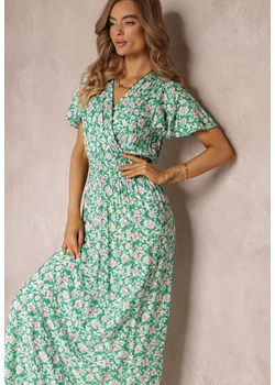 Zielona Rozkloszowana Sukienka z Wiskozy i Modnym Nadrukiem Vildei ze sklepu Renee odzież w kategorii Sukienki - zdjęcie 160288715