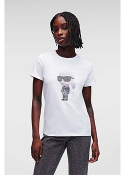 Karl Lagerfeld t-shirt bawełniany kolor biały ze sklepu ANSWEAR.com w kategorii Bluzki damskie - zdjęcie 160291226