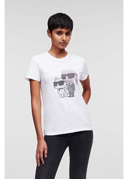 Karl Lagerfeld t-shirt bawełniany kolor biały ze sklepu ANSWEAR.com w kategorii Bluzki damskie - zdjęcie 160291236