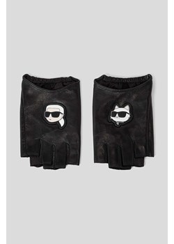 Karl Lagerfeld mitenki skórzane damskie kolor czarny ze sklepu ANSWEAR.com w kategorii Rękawiczki damskie - zdjęcie 160291515