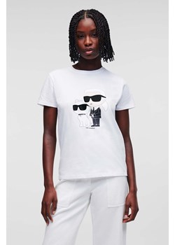 Karl Lagerfeld t-shirt bawełniany kolor biały ze sklepu ANSWEAR.com w kategorii Bluzki damskie - zdjęcie 160291537