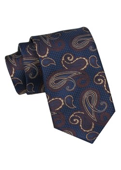 Klasyczny Męski Krawat - ALTIES - Brązowy Wzór Paisley KRALTS0931 ze sklepu JegoSzafa.pl w kategorii Krawaty - zdjęcie 160291725