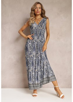 Niebiesko-Granatowa Wiskozowa Sukienka Maxi o Wzorze Paisley z Cienkimi Gumkami w Talii Trueth ze sklepu Renee odzież w kategorii Sukienki - zdjęcie 160308947