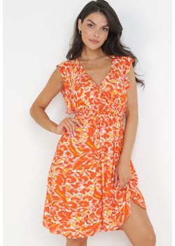Pomarańczowa Sukienka z Wiskozy i Gumką w Talii Azreve ze sklepu Born2be Odzież w kategorii Sukienki - zdjęcie 160312138