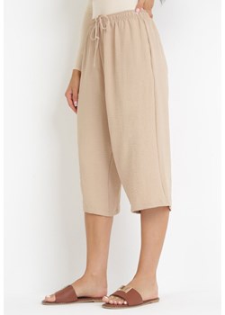 Beżowe Spodnie z Szerokimi Nogawkami i Gumką w Pasie Neeske ze sklepu Born2be Odzież w kategorii Spodnie damskie - zdjęcie 160314849
