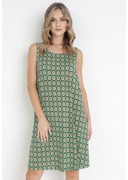 Zielona Rozkloszowana Sukienka bez Rękawów Merihane ze sklepu Born2be Odzież w kategorii Sukienki - zdjęcie 160314909