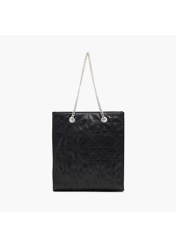 Cropp - Czarna torba tote z ozdobnymi paskami - czarny ze sklepu Cropp w kategorii Torby Shopper bag - zdjęcie 160317288