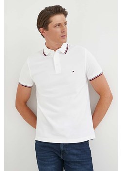 Tommy Hilfiger polo męski kolor biały gładki ze sklepu ANSWEAR.com w kategorii T-shirty męskie - zdjęcie 160319285