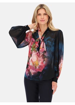Granatowa bluzka w kwiaty Potis & Verso Scarlett ze sklepu Eye For Fashion w kategorii Bluzki damskie - zdjęcie 160319675