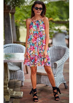 Sukienka zwiewna w kwiatowy wzór A289, Kolor różowy, Rozmiar S/M, Awama ze sklepu Primodo w kategorii Sukienki - zdjęcie 160322285