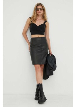 2NDDAY spódnica skórzana kolor czarny mini prosta ze sklepu ANSWEAR.com w kategorii Spódnice - zdjęcie 160323917