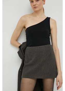 Herskind spódnica z domieszką wełny kolor brązowy mini prosta ze sklepu ANSWEAR.com w kategorii Spódnice - zdjęcie 160335237