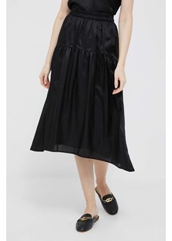 Dkny spódnica z domieszką kaszmiru kolor czarny midi rozkloszowana ze sklepu ANSWEAR.com w kategorii Spódnice - zdjęcie 160335618