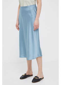 Lauren Ralph Lauren spódnica kolor niebieski midi rozkloszowana ze sklepu ANSWEAR.com w kategorii Spódnice - zdjęcie 160336259