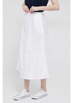 Deha spódnica bawełniana kolor biały midi rozkloszowana ze sklepu ANSWEAR.com w kategorii Spódnice - zdjęcie 160336488