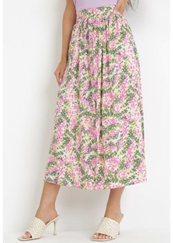 Fuksjowa Wiskozowa Spódnica Maxi z Gumką w Pasie w Kwiatki Perisla ze sklepu Born2be Odzież w kategorii Spódnice - zdjęcie 160352797