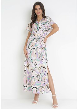 Fioletowa Rozkloszowana Sukienka Maxi z Kopertowym Dekoltem i Gumką w Pasie Nildena ze sklepu Born2be Odzież w kategorii Sukienki - zdjęcie 160410308