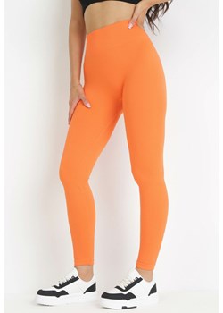 Pomarańczowe Prążkowane Legginsy Saleen ze sklepu Born2be Odzież w kategorii Spodnie damskie - zdjęcie 160410497