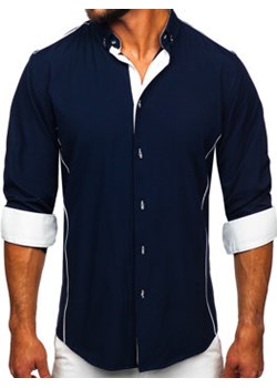 Koszula męska elegancka z długim rękawem granatowa Bolf 5722-1 ze sklepu Denley w kategorii Koszule męskie - zdjęcie 160413596