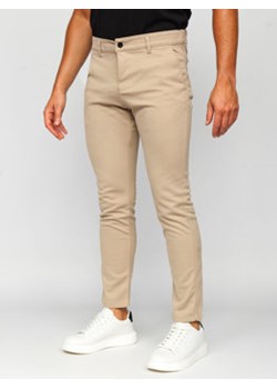 Beżowe spodnie materiałowe chinosy męskie Denley 0056 ze sklepu Denley w kategorii Spodnie męskie - zdjęcie 160413606