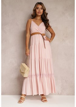 Różowa Sukienka z Paskiem Asoonice ze sklepu Renee odzież w kategorii Sukienki - zdjęcie 160427249