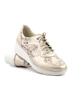 Sneakersy damskie skórzane, wygodne - Helios Komfort 347, złote ze sklepu ulubioneobuwie w kategorii Półbuty damskie - zdjęcie 160488067