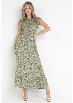 Zielona Sukienka Maxi z Wiskozy w Kwiaty Annunali ze sklepu Born2be Odzież w kategorii Sukienki - zdjęcie 160488165