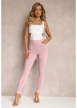 Różowe Spodnie Skinny z Talią High Waist Malga ze sklepu Renee odzież w kategorii Spodnie damskie - zdjęcie 160488485