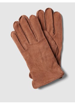 Rękawiczki skórzane z detalem z logo ze sklepu Peek&Cloppenburg  w kategorii Rękawiczki męskie - zdjęcie 160783526