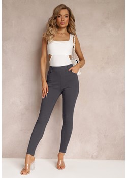 Szare Spodnie Skinny z Talią High Waist Malga ze sklepu Renee odzież w kategorii Spodnie damskie - zdjęcie 160820755