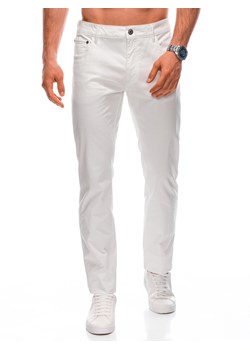 Spodnie męskie chino P1358 - ecru ze sklepu Edoti w kategorii Spodnie męskie - zdjęcie 160889105