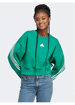 adidas Bluza Future Icons 3-Stripes Sweatshirt IB8698 Zielony Loose Fit ze sklepu MODIVO w kategorii Bluzy damskie - zdjęcie 160890788