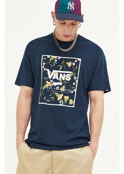 Vans t-shirt bawełniany kolor granatowy z nadrukiem ze sklepu ANSWEAR.com w kategorii T-shirty męskie - zdjęcie 160898766
