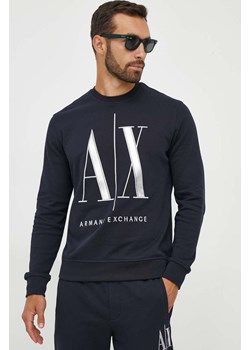 Armani Exchange bluza bawełniana męska kolor granatowy z aplikacją ze sklepu ANSWEAR.com w kategorii Bluzy męskie - zdjęcie 160906099