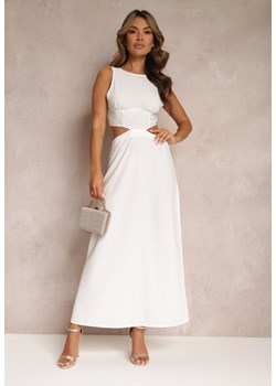 Biała Sukienka Maxi z Wycięciami i Wiązaniem na Plecach Madissa ze sklepu Renee odzież w kategorii Sukienki - zdjęcie 160907339