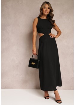 Czarna Sukienka Maxi z Wycięciami i Wiązaniem na Plecach Madissa ze sklepu Renee odzież w kategorii Sukienki - zdjęcie 160907349