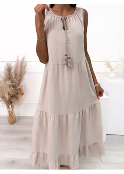 Beżowa Sukienka Oversize ze sklepu ModnaKiecka.pl w kategorii Sukienki - zdjęcie 160918248