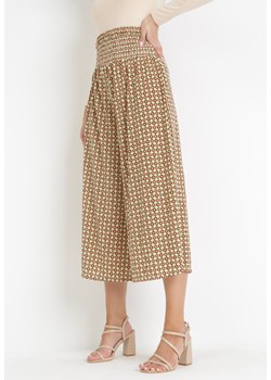 Beżowe Szerokie Spodnie z Wysokim Stanem Pabay ze sklepu Born2be Odzież w kategorii Spodnie damskie - zdjęcie 160923277